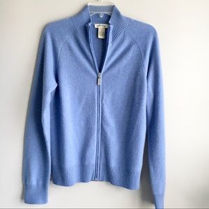 100% Cashmere Zip-Front Cardigan- sz M